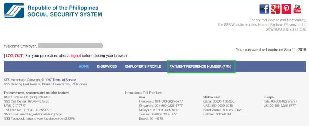 SSS Employer - Payment Reference Number