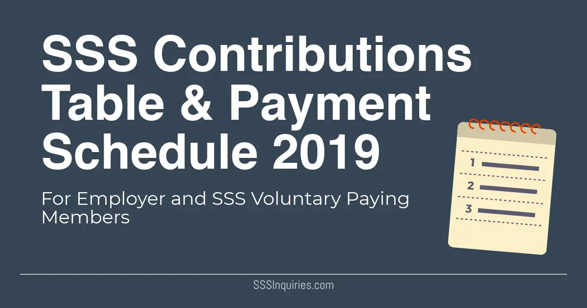 SSS Contributions Table and Payment Schedule 2019