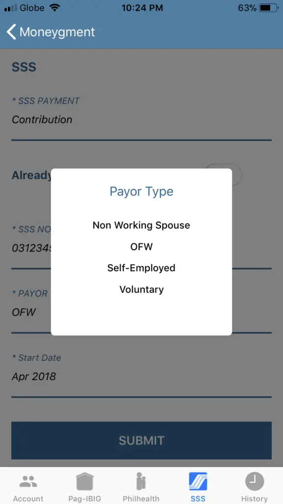 Pay SSS Contribution using the Moneygment App 10
