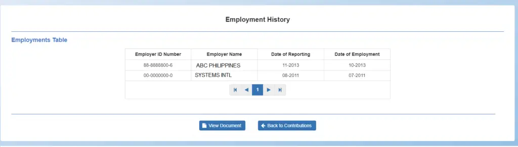New SSS Website - Employment History