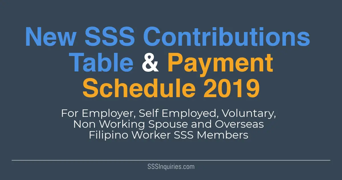 New SSS Contributions Table and Payment Schedule