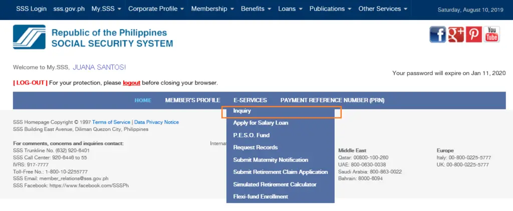 How to Get Your SSS Static Information in the SSS Website 2