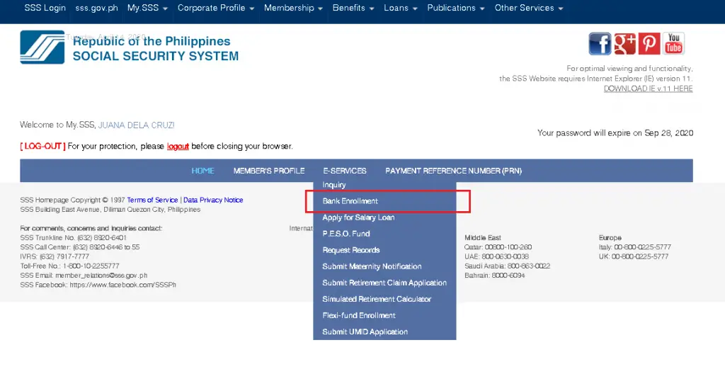 How to Enroll My Bank Account in My.SSS