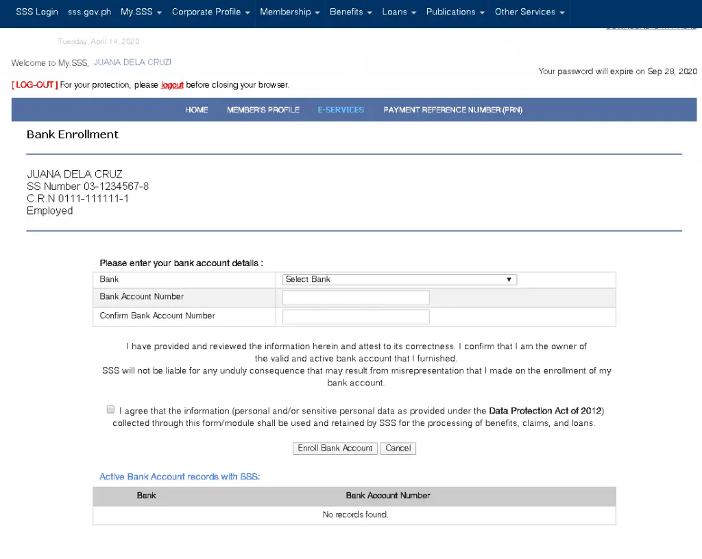 How to Enroll My Bank Account in My.SSS