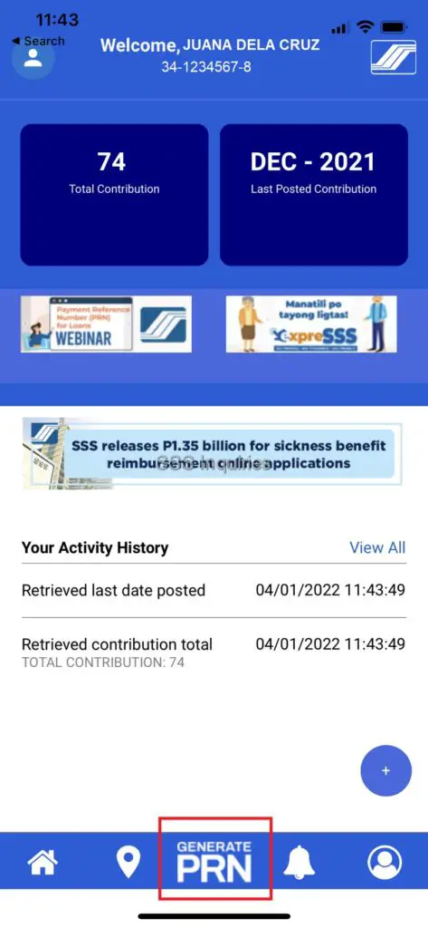 How to generate SSS Contributions Payment Reference Number (PRN) in SSS Mobile App?