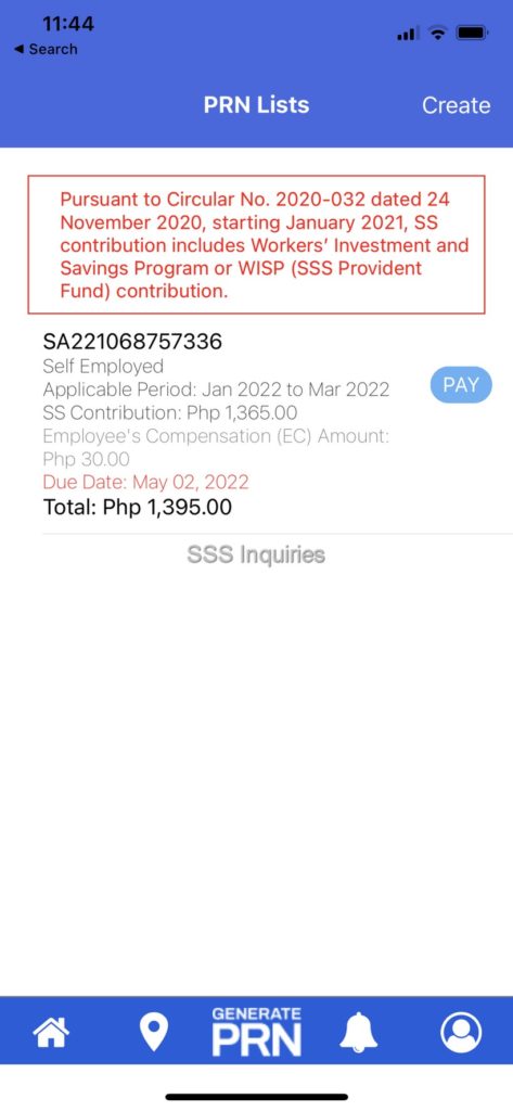 How to generate SSS Contributions Payment Reference Number (PRN) in SSS Mobile App?